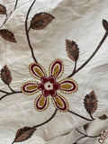 High End Silk Shantung Floral Embroidery - IVORY/ BROWNS/SHERRY RED!!!