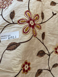 High End Silk Shantung Floral Embroidery - IVORY/ BROWNS/SHERRY RED!!!