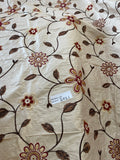 High End Silk Shantung Floral Embroidery - IVORY/ BROWNS/SHERRY RED!!!