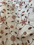 High End Silk Shantung Floral Embroidery - IVORY/ BROWNS/SHERRY RED!!!