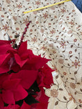 High End Silk Shantung Floral Embroidery - IVORY/ BROWNS/SHERRY RED!!!