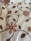 High End Silk Shantung Floral Embroidery - IVORY/ BROWNS/SHERRY RED!!!