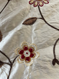 High End Silk Shantung Floral Embroidery - IVORY/ BROWNS/SHERRY RED!!!