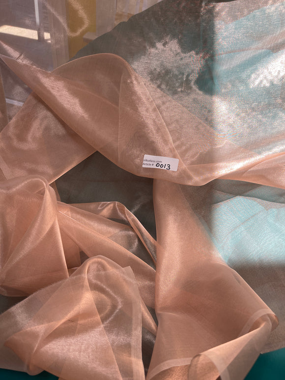 Fabulous Quality Silk Metallic Organza Plain Or Tissue Silk Plain - WHITE/ COPPER!!!