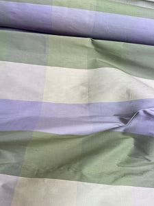 Designer Quality Silk Shantung Plaid  - GREENS/LILAC!!!