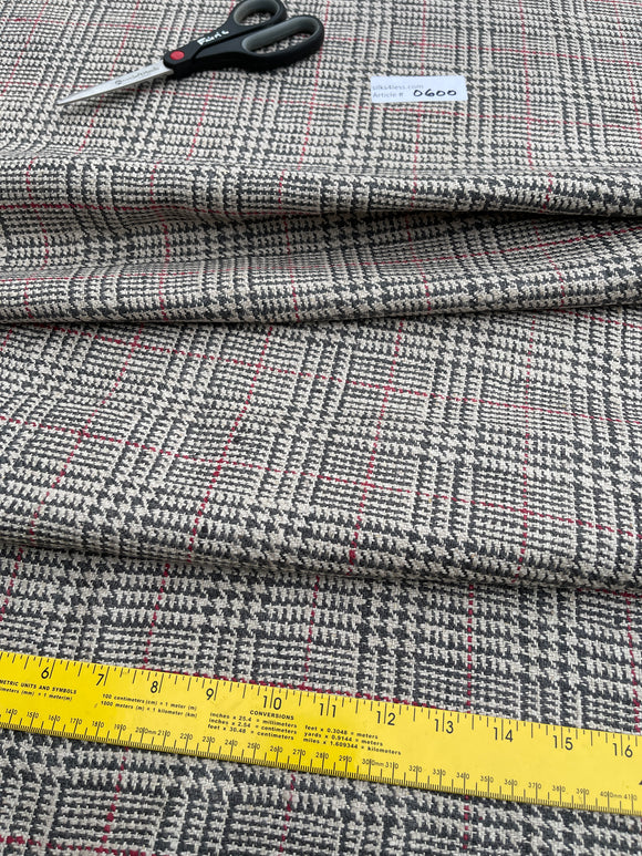 Fabulous Quality Raw Silk Matka Tweed Plaid - GRAY/IVORY/RED!!!