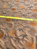 Designer Quality Silk Shantung Embroidery / Sun Flower Silk Collection - DARK TAN!!!