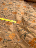 Designer Quality Silk Shantung Embroidery / Sun Flower Silk Collection - DARK TAN!!!