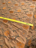 Designer Quality Silk Shantung Embroidery / Sun Flower Silk Collection - DARK TAN!!!