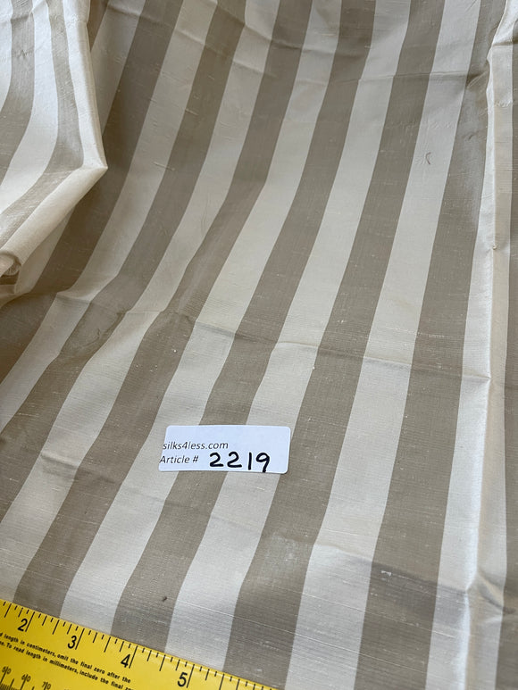 Designer Quality Silk Shantung Stripes - CAMEL/ DARK IVORY!!!