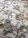 Designer Quality Silk Shantung Screen Print  - PARAKEET!!!