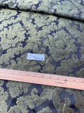 High Quality Heavy Silk Satin Damask Jacquard - BLACK/ MOSS GREEN!!!