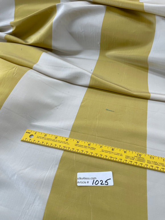 Designer Quality Silk Taffeta Stripes  - OFF-WHITE/ GOLDEN YELLOW!!!