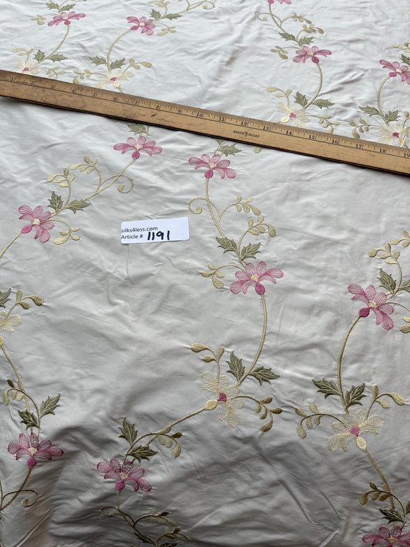 Designer Quality Gorgeous Silk Taffeta Embroidery - FLORAL PATTERN!!!