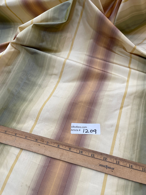 Designer Quality Gorgeous Silk Taffeta Ombre Stripes - IVORY/ GREENS/ GOLD!!!