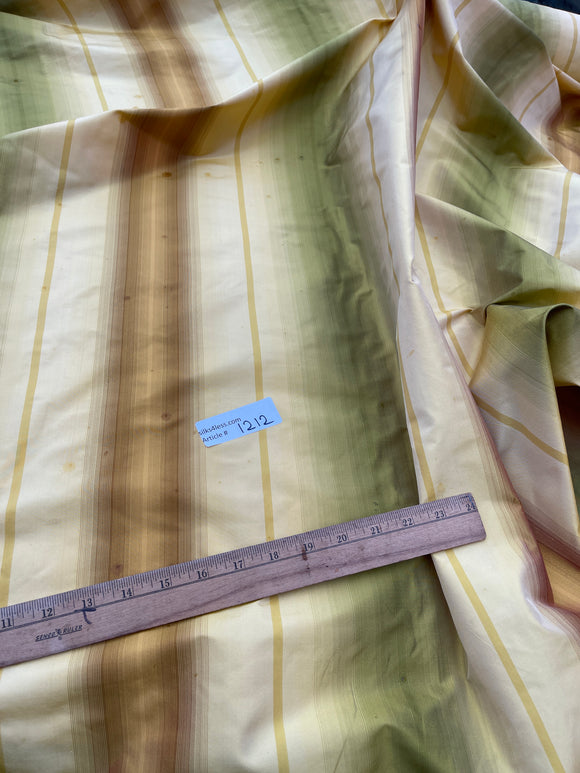 Designer Quality Silk Taffeta Stripes  - OMBRE /GREENS/GOLD!!!