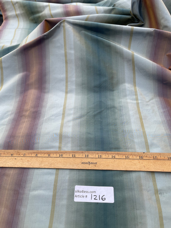 Designer Quality Gorgeous Silk Taffeta Ombre Stripes - BLUES/GREENS/GOLD!!!