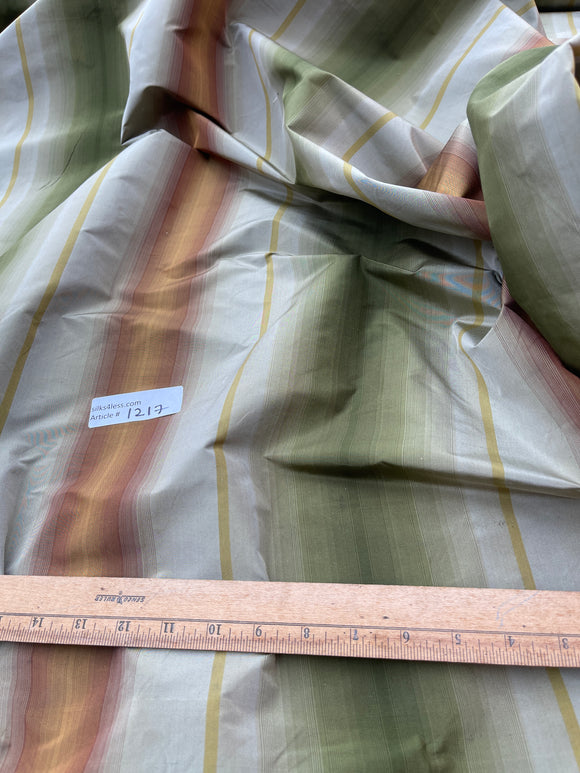 Designer Quality Gorgeous Silk Taffeta Ombre Stripes - GOLDS/ GRAY/ WINE!!!