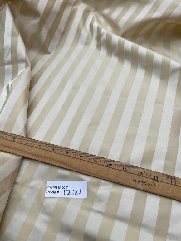 Designer Quality Gorgeous Silk Taffeta Satin Stripes - BROWN/ IVORY!!!