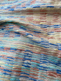 Fabulous Quality Silk Tussah Horizontal Stripes - RUST/ AQUA/ BLUES!!!