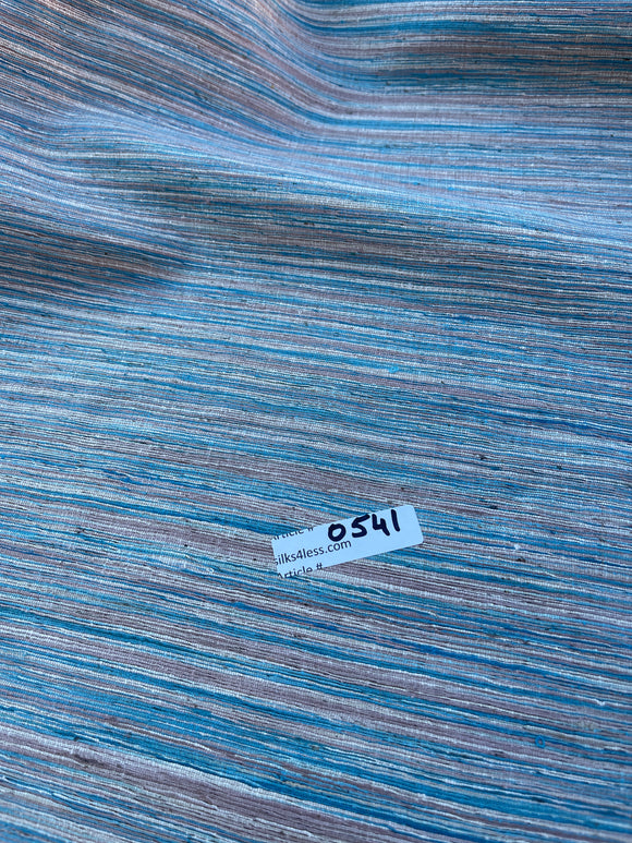 Fabulous Quality Raw Silk Horizontal Stripes -BLUES/ RUST!!!