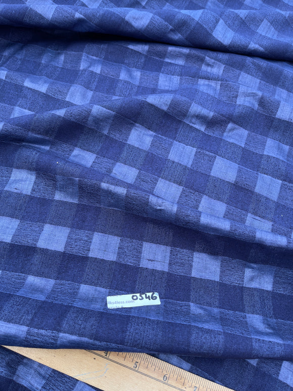 Fabulous Quality Silk Raw Tussah/ Noil Plaid -NAVY BLUE!!!