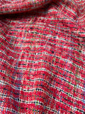 Fabulous Quality Raw Silk Heavy Matka Tweed - REDS/ OFF-WHITE/ GREENS!!!