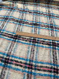 Fabulous Quality Raw Silk Heavy Matka Tweed Plaid - TURQUOISE/ CREAM/ BLACK/ PEACH!!!