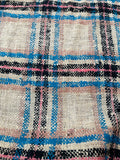 Fabulous Quality Raw Silk Heavy Matka Tweed Plaid - TURQUOISE/ CREAM/ BLACK/ PEACH!!!