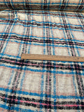 Fabulous Quality Raw Silk Heavy Matka Tweed Plaid - TURQUOISE/ CREAM/ BLACK/ PEACH!!!