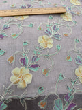 Exquisite Quality Silk Tissue Floral Embroidery / Hand Painted - BLACK/ COPPER!!!