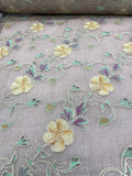 Exquisite Quality Silk Tissue Floral Embroidery / Hand Painted - BLACK/ COPPER!!!