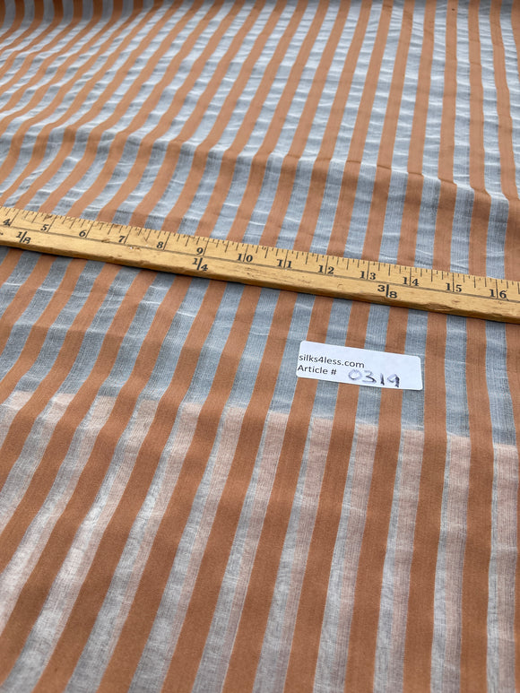 Exquisite Quality Silk Organza/Spun Silk Sheers Stripes- BROWN/ OFF-WHITE!!!