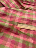 Designer Quality Gorgeous Silk Shantung Plaid - GREENS/ RED!!!