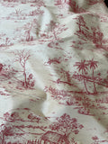 Designer Quality Silk Shantung Screen Print  - IVORY/ RED!!!