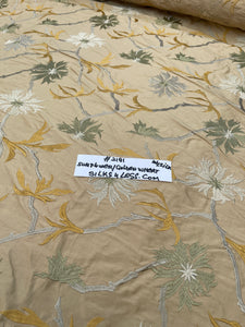 Designer Quality Silk Shantung Embroidery / Sun Flower Silk Collection - GOLDEN WHEAT!!!