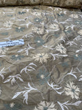 Designer Quality Silk Shantung Embroidery / Sun Flower Silk Collection - OLIVE GOLD!!!