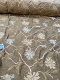 Designer Quality Silk Shantung Embroidery / Sun Flower Silk Collection - BURNT GOLD!!!
