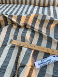 Designer Quality Silk Shantung Seersucker Stripes - CHAMPAGNE/ BLACK!!!