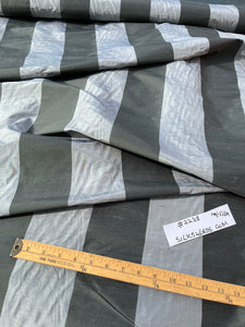 Designer Quality Silk Shantung / Taffeta Stripes - SILVER GREEN/ ASH!!!