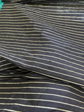 Designer Quality Silk Dupioni Weft Stripes - BLACK/ SILVER!!!