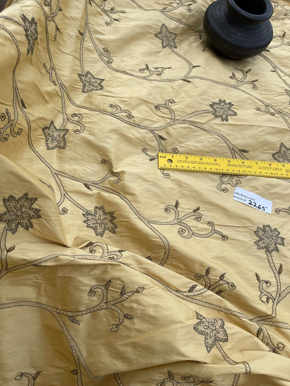 Exquisite Quality Silk Shantung Hand Embroidery  - BANANA GOLD!!!