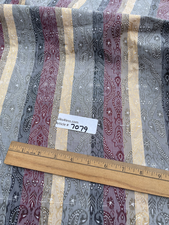 Silk Shantung Stripes, Paisley Jacquard  - Silver Combination.