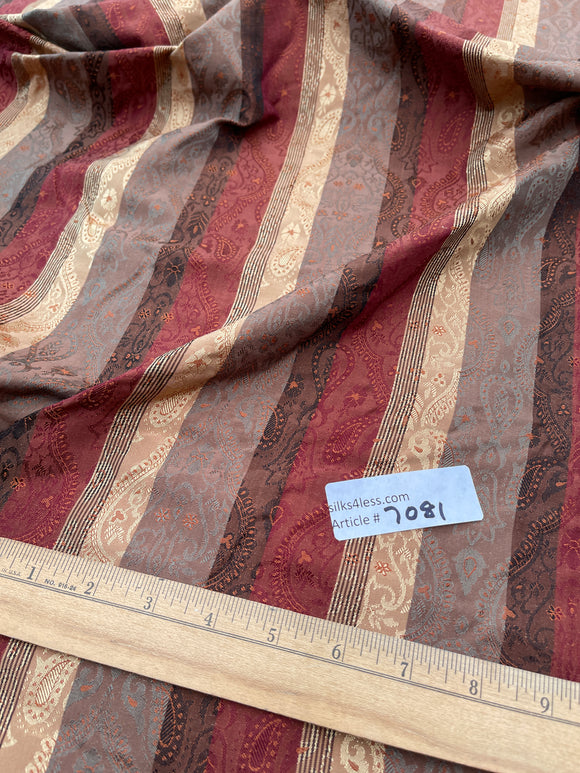 Silk Shantung Stripes, Paisley Jacquard  - Rust Combination.