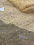 Exquisite Quality Silk Tissue Novelty Embroidered - WHITE/ GOLD!!!