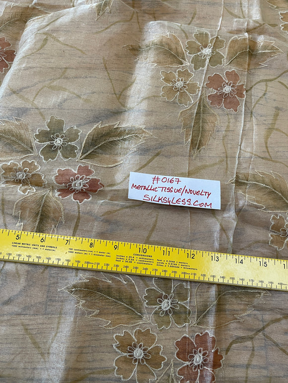 Exquisite Quality Silk Tissue Sheer Embroidery / Hand Painted - WHITE/ GOLD!!!