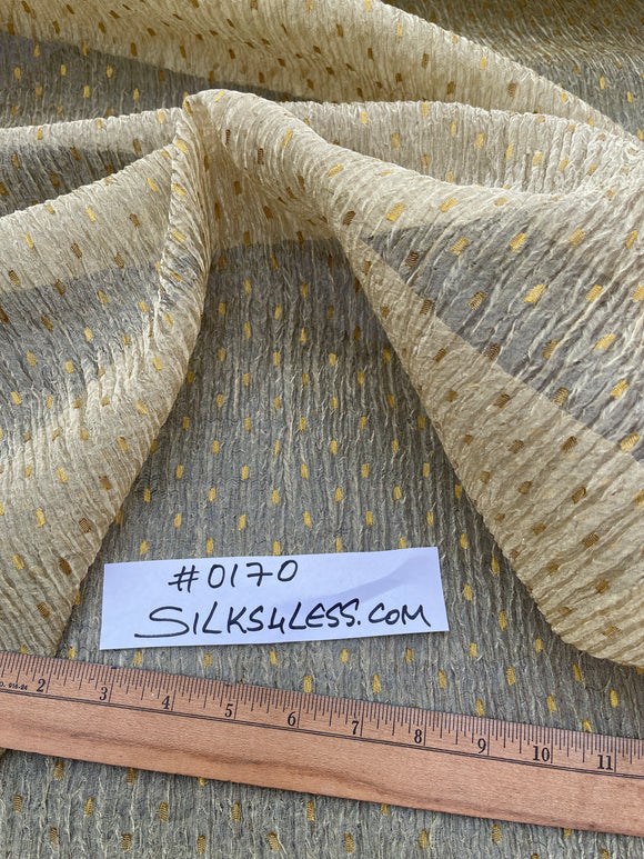 Exquisite Quality Silk Tissue Pleated Polka Dots - WHITE/ GOLD!!!