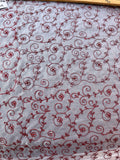 Exquisite Quality Silk Organza Embroidery - WHITE/ MAROON!!!