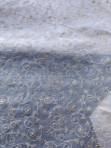 Exquisite Quality Silk Organza Embroidery - WHITE/ OLIVE GREEN!!!