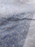 Exquisite Quality Silk Organza Embroidery - WHITE/ OLIVE GREEN!!!